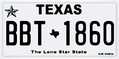 TX license plate BBT1860