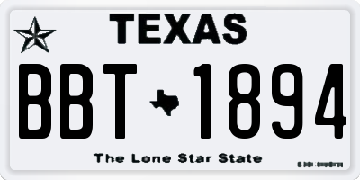TX license plate BBT1894
