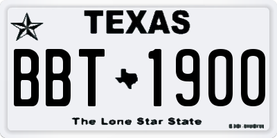 TX license plate BBT1900