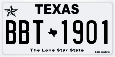 TX license plate BBT1901
