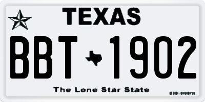 TX license plate BBT1902