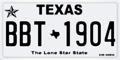 TX license plate BBT1904