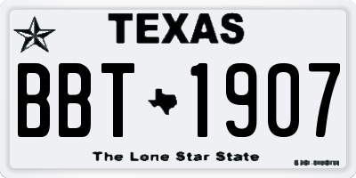 TX license plate BBT1907
