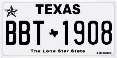 TX license plate BBT1908