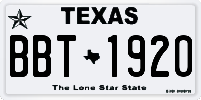 TX license plate BBT1920