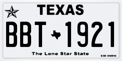 TX license plate BBT1921