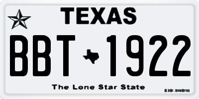 TX license plate BBT1922