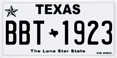 TX license plate BBT1923