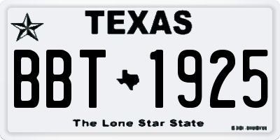 TX license plate BBT1925