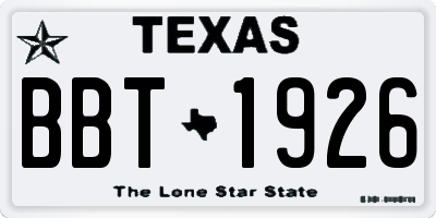 TX license plate BBT1926