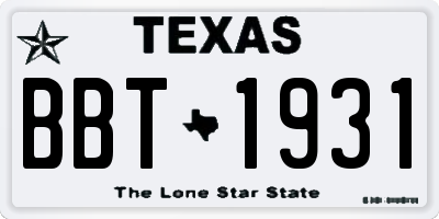 TX license plate BBT1931