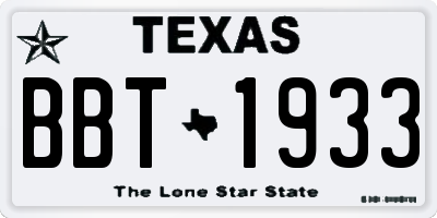 TX license plate BBT1933