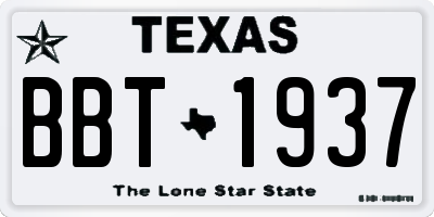 TX license plate BBT1937