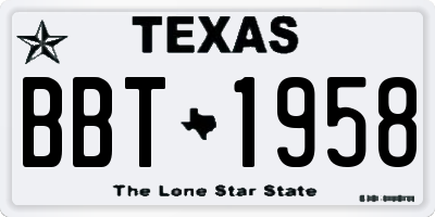 TX license plate BBT1958