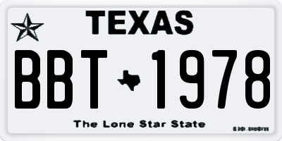 TX license plate BBT1978