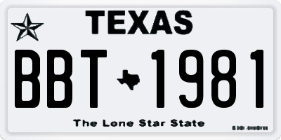TX license plate BBT1981