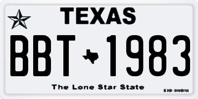 TX license plate BBT1983