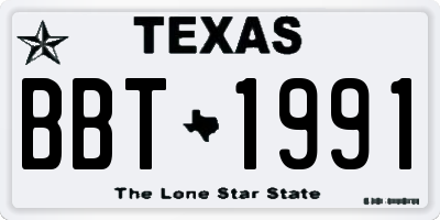 TX license plate BBT1991
