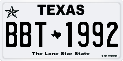 TX license plate BBT1992