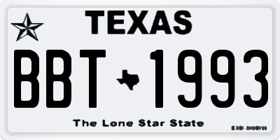 TX license plate BBT1993