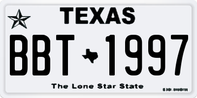 TX license plate BBT1997