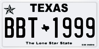 TX license plate BBT1999