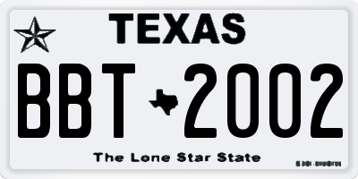 TX license plate BBT2002