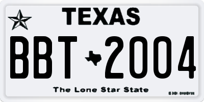 TX license plate BBT2004