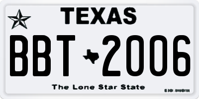 TX license plate BBT2006