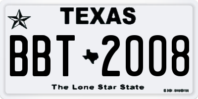 TX license plate BBT2008