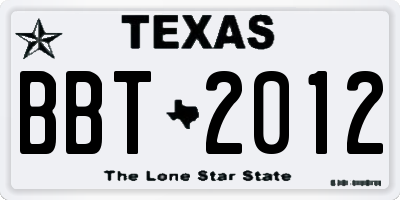TX license plate BBT2012
