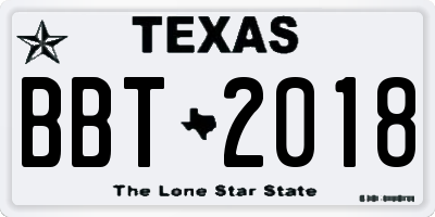 TX license plate BBT2018