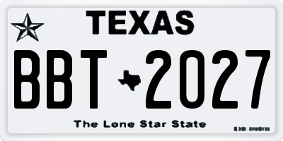 TX license plate BBT2027