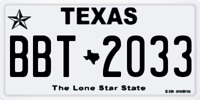 TX license plate BBT2033