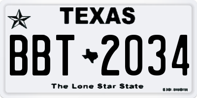 TX license plate BBT2034