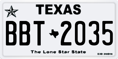 TX license plate BBT2035