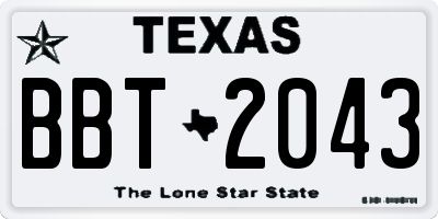 TX license plate BBT2043