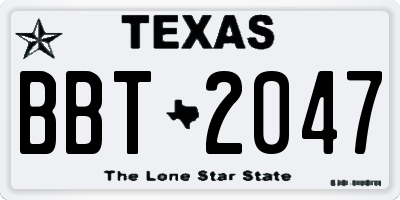 TX license plate BBT2047