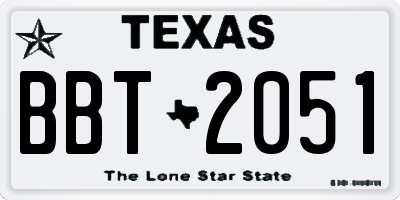 TX license plate BBT2051