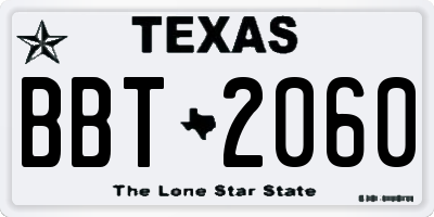 TX license plate BBT2060