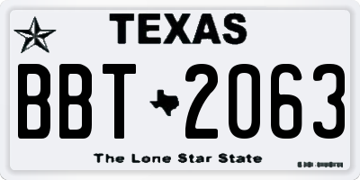 TX license plate BBT2063
