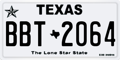 TX license plate BBT2064