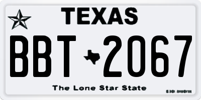 TX license plate BBT2067