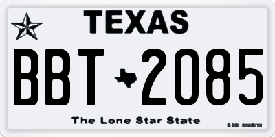 TX license plate BBT2085