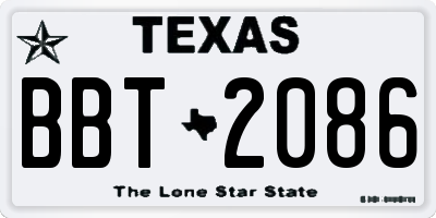 TX license plate BBT2086