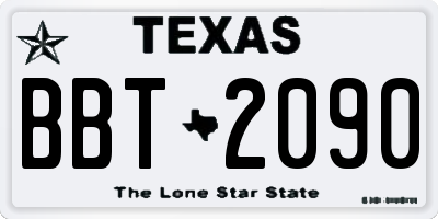 TX license plate BBT2090