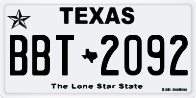 TX license plate BBT2092
