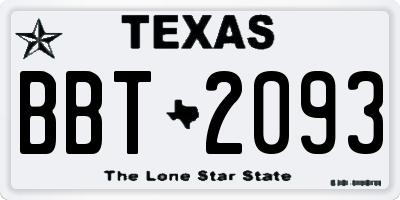 TX license plate BBT2093