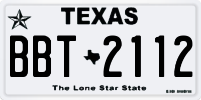TX license plate BBT2112