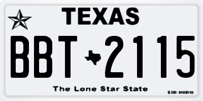 TX license plate BBT2115